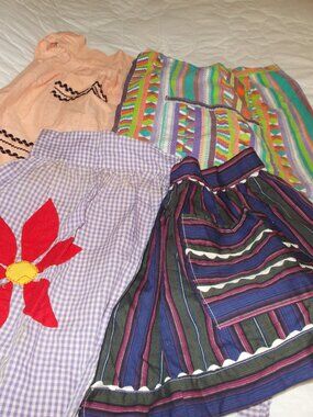 Lot of 4 Handmade Vintage Retro Kitchen Aprons